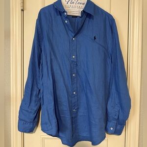 Polo Ralph Lauren Women’s Relaxed-Fit Linen Shirt in Harbor Island Blue